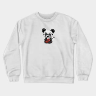 Baby Panda Playing Albanian Flag Guitar Crewneck Sweatshirt